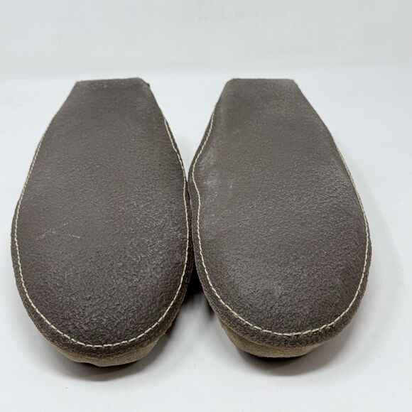 LL Bean Slippers Mens 12 M Brown Suede Shearling Lined Comfort Indoor Outdoor